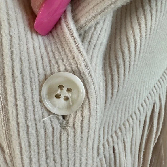 ALLIE ROSE WOMENS LONG SLEEVE CORDUROY SOFT SHACKET WITH FRINGE CREAM SZ M, - Picture 9 of 10